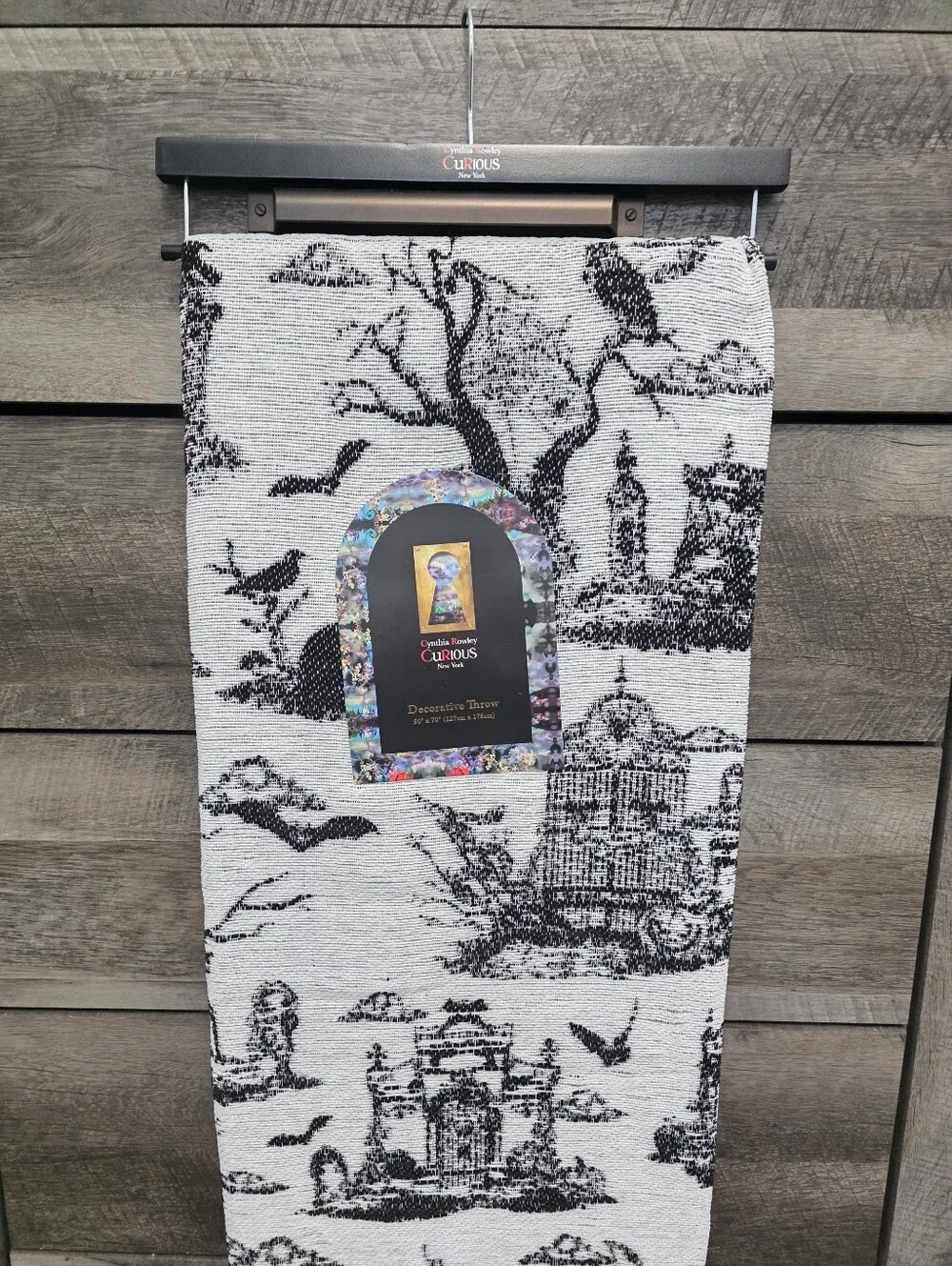 Cynthia Rowley Halloween Throw Blanket Haunted House Raven New